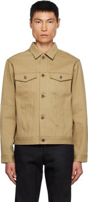 Beige Slub Denim Jacket