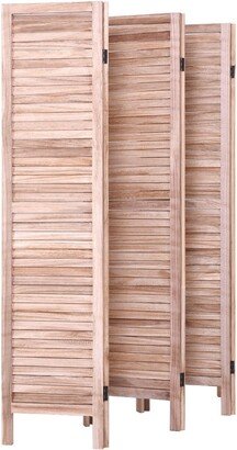 6 Panels Classic Venetian Wooden Slat Room Screen-Brown - Open size: 96.0