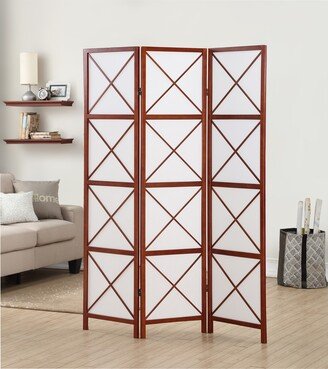 Roundhill Furniture Walnut 3-Panel Screen Room Divider