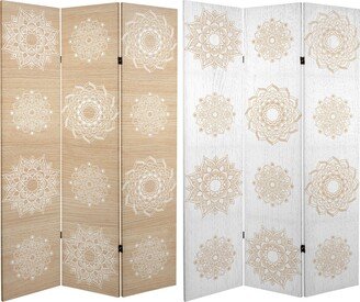 Handmade 6' Double Sided Mandala on Birch Canvas Room Divider