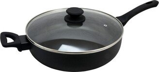 Ashford 5 Quart Aluminum Saute Pan with Tempered Glass Lid in Black