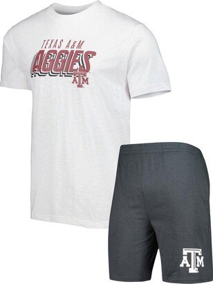 Men's Concepts Sport Charcoal, White Texas A&M Aggies Downfield T-shirt and Shorts Set - Charcoal, White