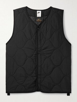 Logo-Embroidered Quilted Padded Ripstop Gilet