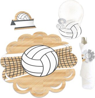 Big Dot Of Happiness Bump, Set, Spike Volleyball Shower & Birthday Paper Charger Chargerific Kit 8 Ct - Beige/Khaki