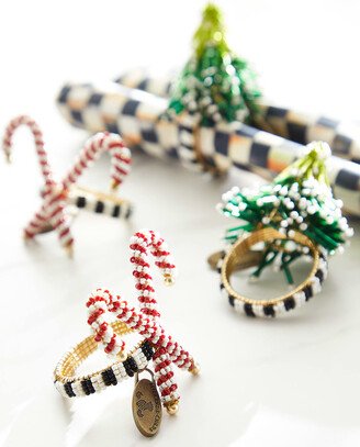 Tree and Candy Cane Napkin Rings, Set of 4