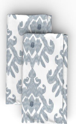 Cloth Napkins: Modern Ikat - Blue Gray Cloth Napkin, Longleaf Sateen Grand, Blue