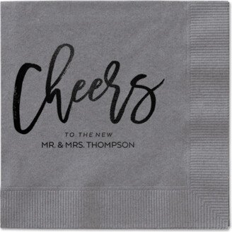 Wedding Napkins: Spirited Toast Napkins, Black, Pewter