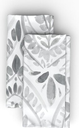 Cloth Napkins: Bohemian Foli - Gray Cloth Napkin, Longleaf Sateen Grand, Gray