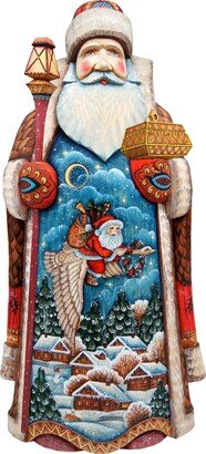 G.DeBrekht Woodcarved Christmas Goose Santa Figurine
