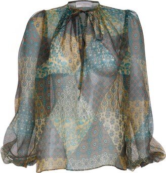 Sofia Tsereteli Floral Print Silk Blouse