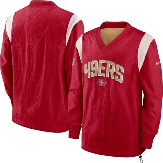 Men's Scarlet San Francisco 49ers Sideline Athletic Stack V-Neck Pullover Windshirt