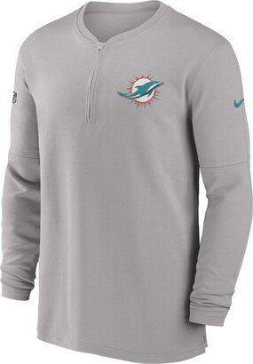 Miami Dolphins Sideline Men’s Men's Dri-FIT NFL 1/2-Zip Long-Sleeve Top in Grey