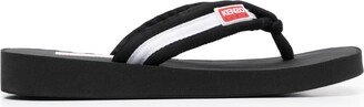 Logo-Patch Striped Flip Flops