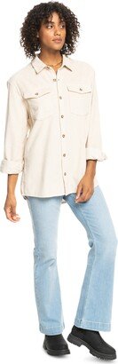 Juniors' Let It Go Cord Cotton Boyfriend Shirt