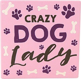 Enesco Tabletop Crazy Dog Lady Coaster - One Coaster 4 Inches - Our Name Is Mud - 6013766 - Stoneware - Pink