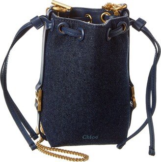 Marcie Micro Denim & Leather Bucket Bag