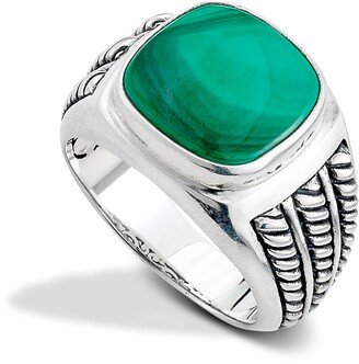 Sterling Silver Malachite Cushion Ring