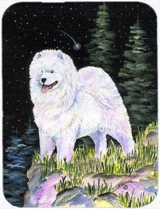 SS8498LCB Starry Night Samoyed Glass Cutting Board