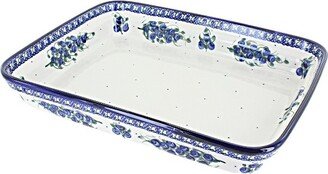 Blue Rose Pottery Blue Rose Polish Pottery Backyard Blueberry Large Rectangular Baker