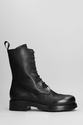 Combat Boots In Black Leather-AH