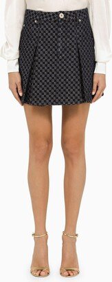 Blue jacquard cotton miniskirt