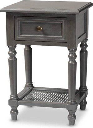 Sheldon Vintage Wood 1 Drawer Nightstand Gray