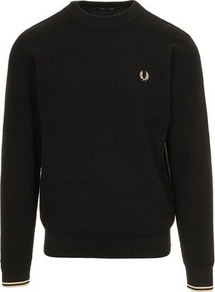 Waffle-Knit Crewneck Jumper-AA