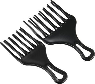 Unique Bargains Afro Hair Pick Comb Large and Small Hair Fork Comb Hairdressing Styling Tool for Curly Hair for Men Women Plastic Black 2 Pcs