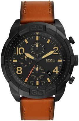 Men's Chronograph Bronson Brown Leather Strap Watch 50mm