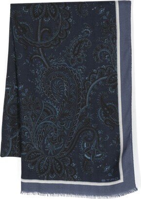 Paisley-Print Frayed-Trim Scarf