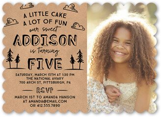 Boy Birthday Invitations: Cake And Fun Birthday Invitation, Beige, Pearl Shimmer Cardstock, Scallop