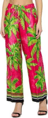 Palm Patterned Wide-Leg Trousers