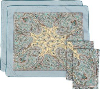 Paisley-Pattern Cotton Placemats And Napkins(Set Of Two)-AA