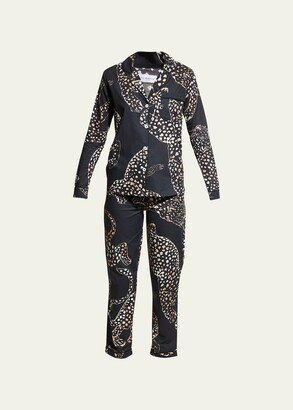 The Navy Jag Print Cotton Long Pajama Set-AA