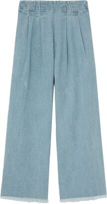 Pleat-Detail Wide-Leg Jeans-AA