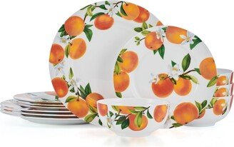 Mandarin Bone China 12 Piece Dinnerware Set, Service for 4