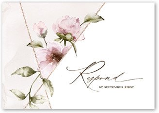 Rsvp Cards: Light Floral Wedding Response Card, Pink, Matte, Signature Smooth Cardstock, Square