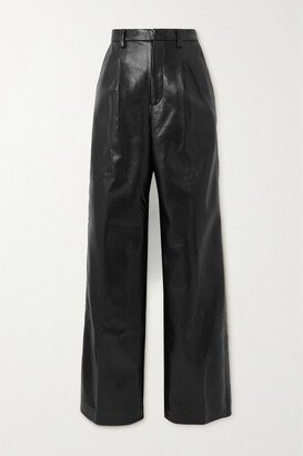 Carmen Faux And Recycled-leather Straight-leg Pants - Black