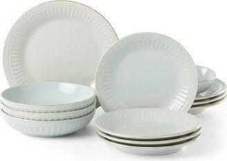 French Perle Groove 12-Piece Dinnerware Set, Created for Macy's