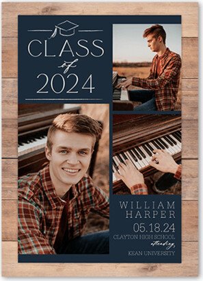 Graduation Announcements: Classy Commencement Graduation Announcement, Blue, 5X7, Standard Smooth Cardstock, Square