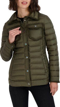 Faux Shearling Trim Puffer Jacket