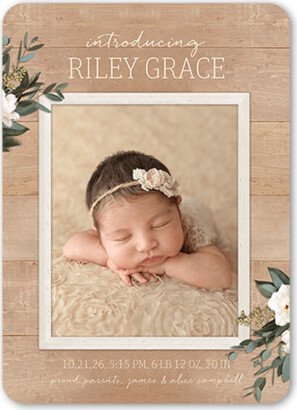 Birth Announcements: Framed Rustic Birth Announcement, Beige, 5X7, Matte, Signature Smooth Cardstock, Rounded