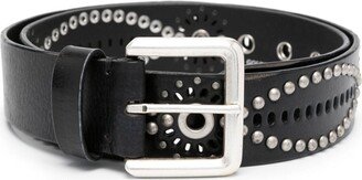 Stud-Embellished Leather Belt-AA