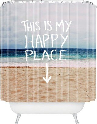 Happy Place Beach Shower Curtain Blue