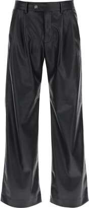 faux leather wide leg pants-AA