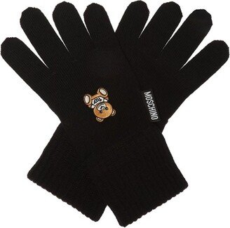 Teddy Embroidered Knit Gloves-AB