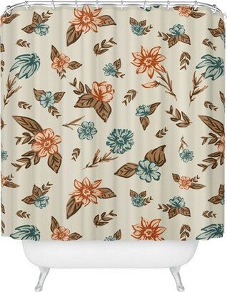 Susanne Kasielke Retro Vintage Floral Neutral Heavy Shower Curtain