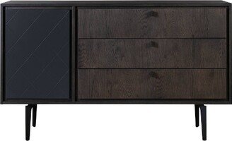 Cross Solid Oak and Metal 3 Drawer Dresser Dark Gray