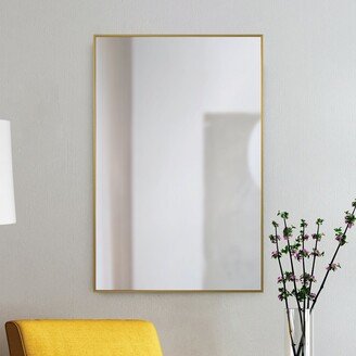 Raydon Satin brass Rectangular Wall Mirror - Clear - Large