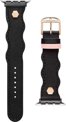 Wavy Leather Pink Keeper Hexagonal Pins w/ Logo 38/40 (Black) Watches